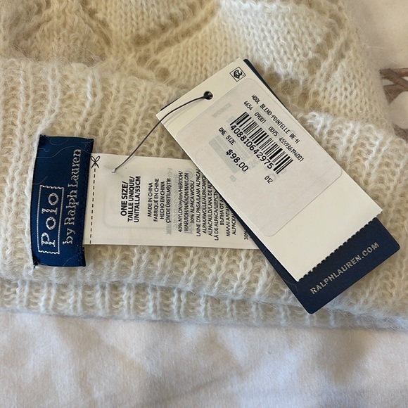 NWT Ralph Lauren Pointelle Knit Wool Blend Beanie main image 5